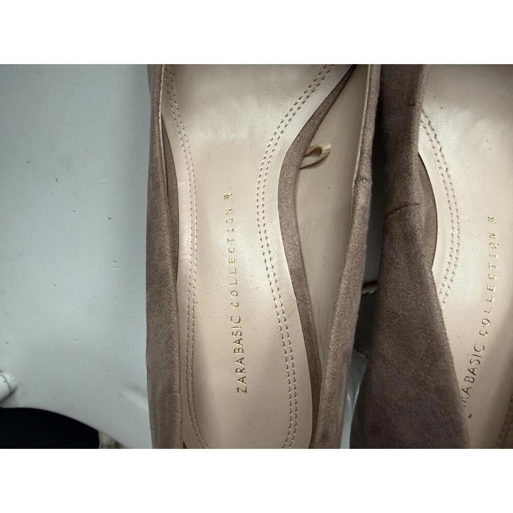 Zara Basic Collection Nude Suede Pointed Toe Heels View 3